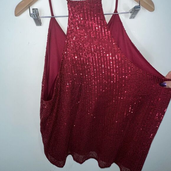 Sparkle Burgundy Lined Racerback Back Adjustable Strap Tank - Picture 4 of 7
